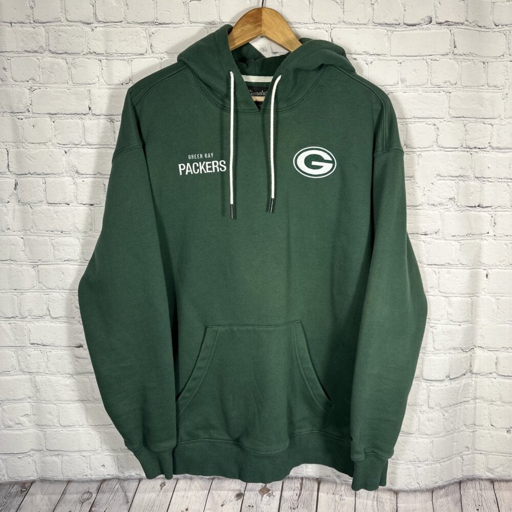 Green Bay Packers Hoodie Mens Large Green Pullover NFL Sweatshirt Embroidered